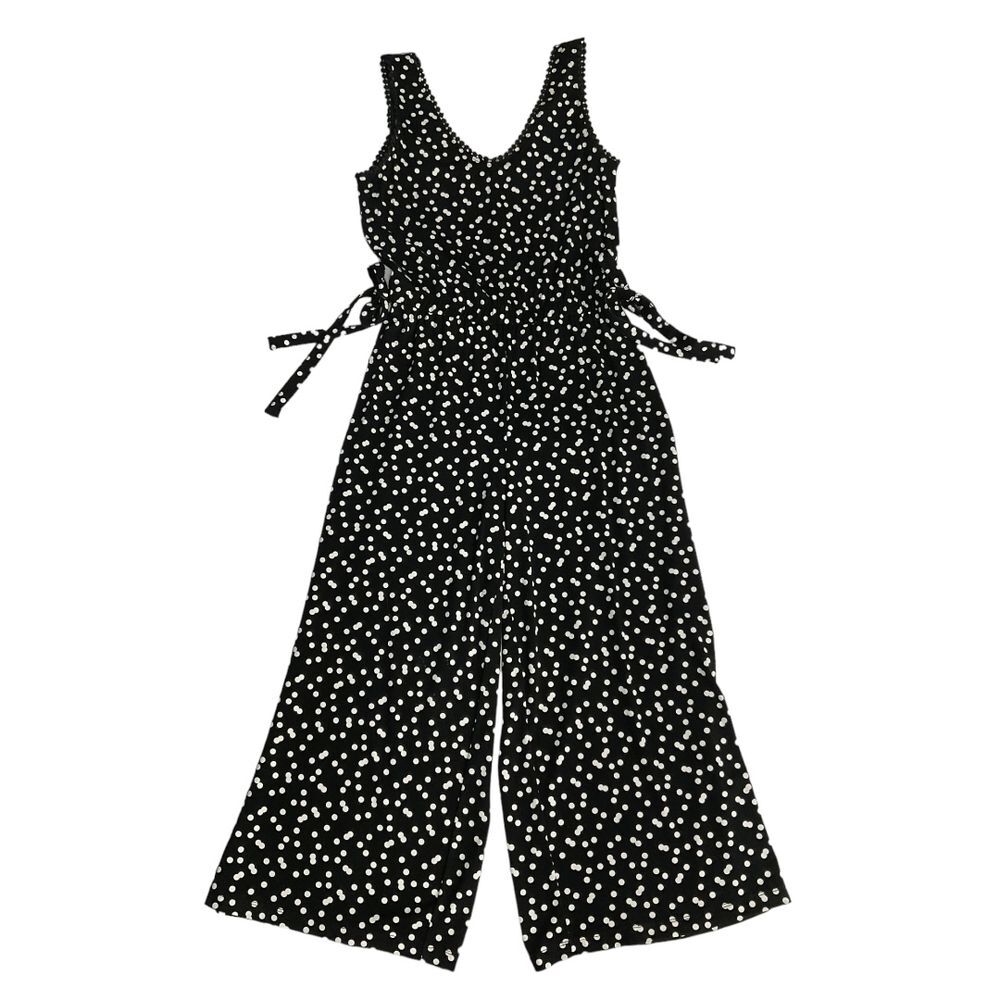 Carolina Belle Women's Polka Dot Jumpsuit Size XS Black White Sleeveless Stretch